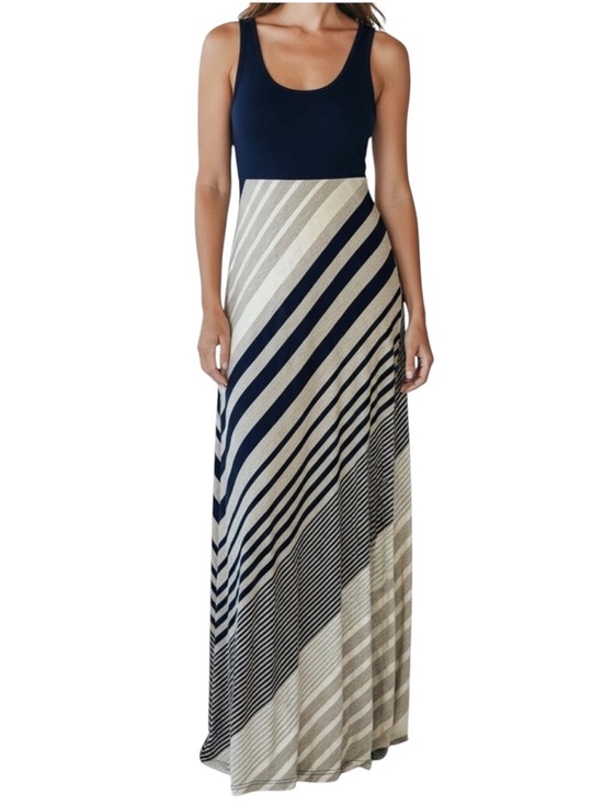 Dresses & Skirts - STRIPED Navy MAXI DRESS Open Back STRETCHY SIZE Small
